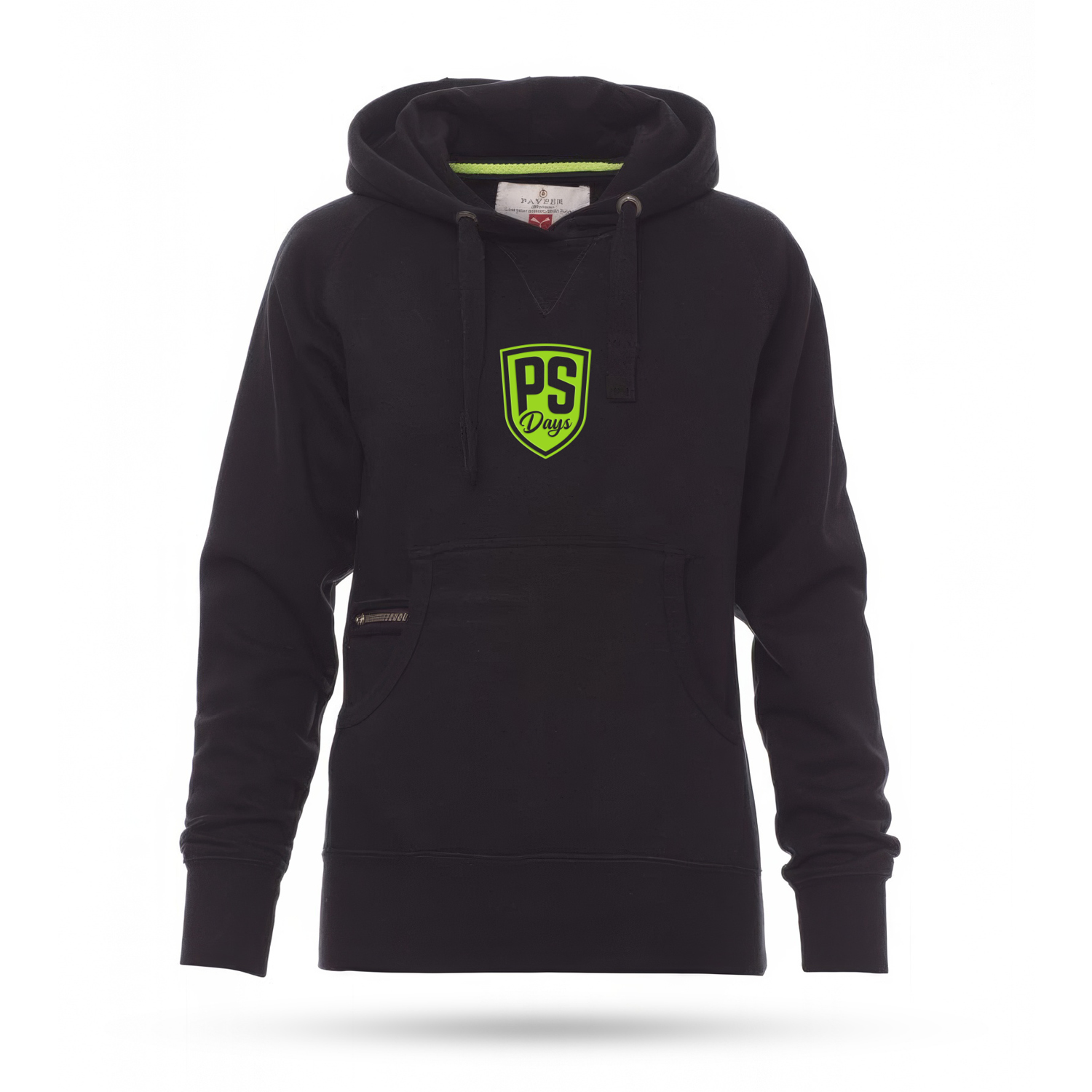 Damen Pocket Hoody - Schwarz / Grün